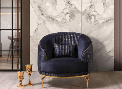 Wohnzimmer Sessel Polster 1Sitzer Couchen Modern Textil Neu Blau Luxus