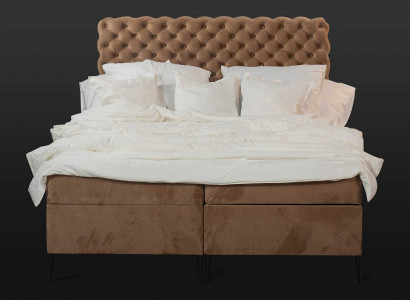 Textil Bett braun Luxus Doppel Chesterfield Schlafzimmer Design Betten
