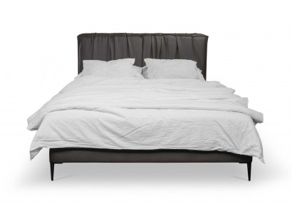 Graues Doppelbett Polster Betten Bettkasten Design Eleganter Stoff Bett