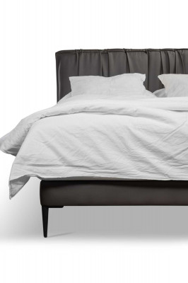 Graues Doppelbett Polster Betten Bettkasten Design Eleganter Stoff Bett