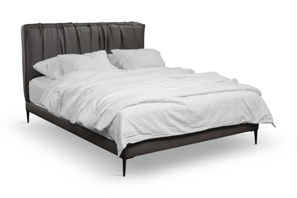 Graues Doppelbett Polster Betten Bettkasten Design Eleganter Stoff Bett