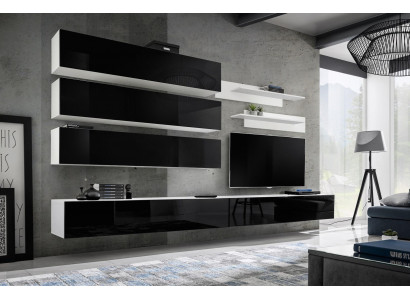Set 7 tlg. Designer Wohnzimmer Wohnwand Wandschrank Sideboard TV-Ständer Neu