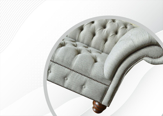 Chesterfield 3Sitzer Wohnzimmer Modern Hellgrau Couchen Sofa Neu Kreative Stoff