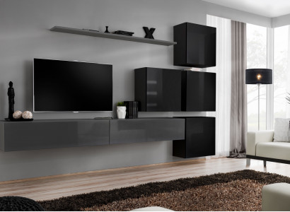 Wohnwand Set 7tlg Einrichtung Luxus TV-Ständer Modern Wohnzimmer Regal Design