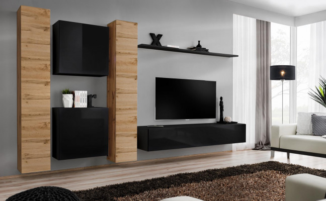 Wohnzimmerset 6tlg Wohnwand Holzmöbel Schrank Komplett Neu Wand Regal