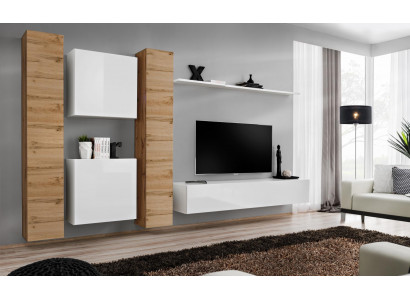 Wohnwand Weiß Holzmöbel Schrank Designer Wandschrank Komplett Wand Regal