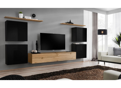 Wohnwand Schrank Wandregal Holz Wohnzimmer Möbel TV Ständer Design Sideboard