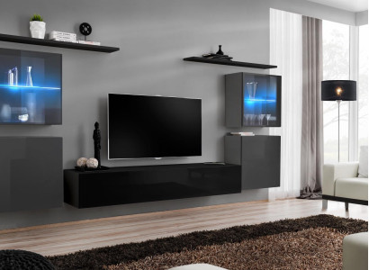 Modern Wand Schrank Wohnzimmer Wandregale Sideboard TV Ständer Designer Set 7tlg