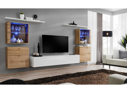 Luxus Weiß Wohnwand Wohnzimmer Designer Gruppe Modern Möbel TV Ständer