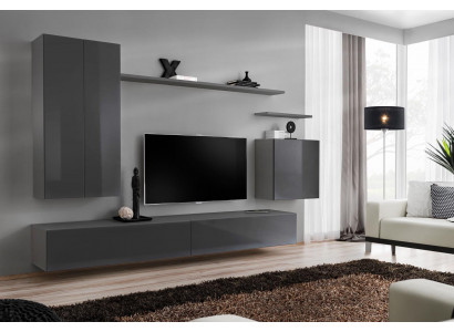Luxus Grau Wohnwand Modern TV Ständer Sideboard Wohnzimmermöbel Neu
