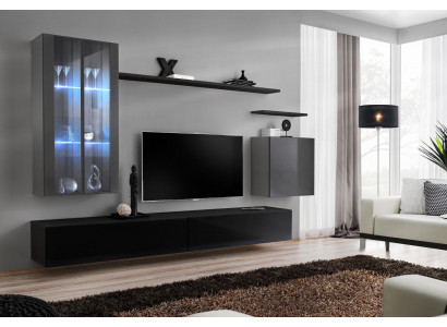 Garnitur rtv Set 7tlg. Wohnwand TV Sideboard Vitrine Hänge Schrank Design Neu