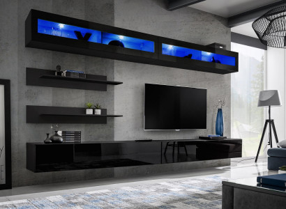 Wohnzimmer 2x Wandschrank Garnitur Wohnwand Holzmöbel TV-Ständer Neu