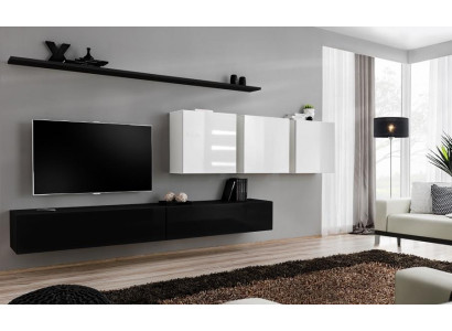 Designer Modern Wohnwand Wohnzimmermöbel Schwarz Holzmöbel Sideboard