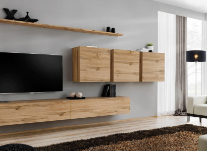 Wohnwand Wohnzimmer Wandschrank Schrank Sideboard Designer Holzmöbel Braun