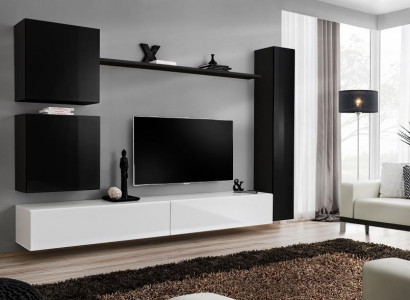 Holzmöbel Wohnwand Modernes Schwarz Möbel TV-Ständer Einrichtung Sideboard