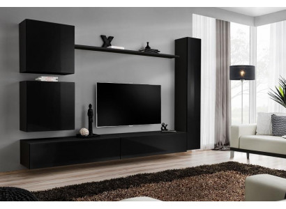Luxus Set Wohnwand Schwarz Wohnzimmer Wandschrank Regal Wandschrank Neu