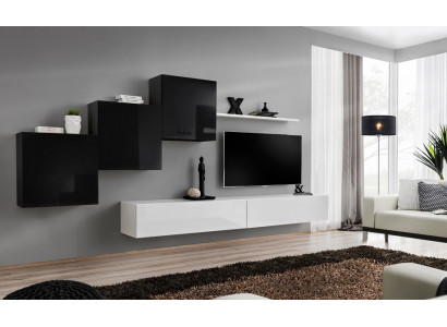 Komplett Designer Wohnzimmer 3x Wandschränke Weiß Sideboard 6tlg. Wohnwand Neu