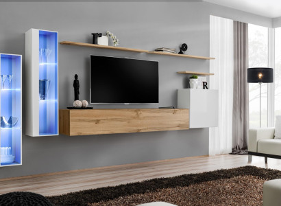Moderne Wohnwand Luxus Holz Wand Regale Wohnzimmer Möbel Designer Einrichtung