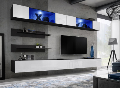 Holzmöbel Wohnwand 2x Wandschrank Wandregale Design Set Einrichtung