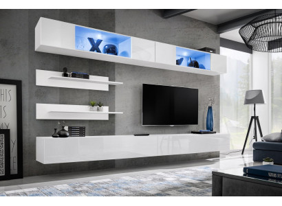 Komplette Wohnwand Modern Holz Möbel Design Wohnzimmer Einrichtung Regale