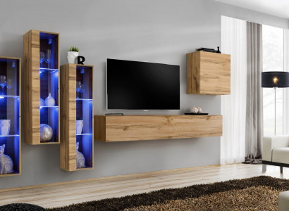 Wohnzimmermöbel Hochglanz Wohnwand TV Ständer Garnitur Luxus Stil Designer