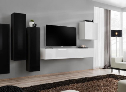 Wohnzimmer Garnitur Wohnwand Komplett Set Lowboard TV-Ständer Holz Möbel