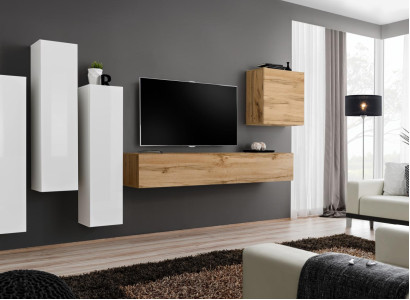 Modern TV Ständer Holz Wohnzimmer Möbel Braun Wandschrank Neu Wohnwand