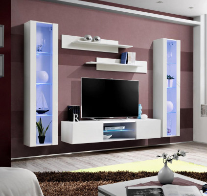 Wohnwand Hänge Vitrine Wohnzimmer TV-Ständer Sideboard Wand Regale Komplett