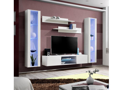 Wohnwand Hänge Vitrine Wohnzimmer TV-Ständer Sideboard Wand Regale Komplett