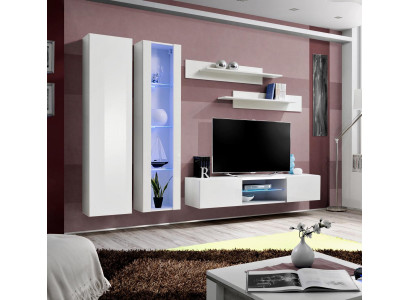Wohnzimmer Weiß Möbel Wohnwand Hänge Vitrine Hänge Schrank Komplett Einrichtung
