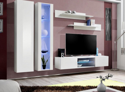 Wohnzimmer Weiß Möbel Wohnwand Hänge Vitrine Hänge Schrank Komplett Einrichtung