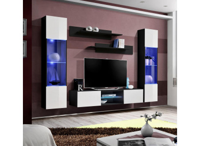 Wohnwand Hänge Vitrine Wand Regale Komplett Designer Luxus TV-Ständer Neu