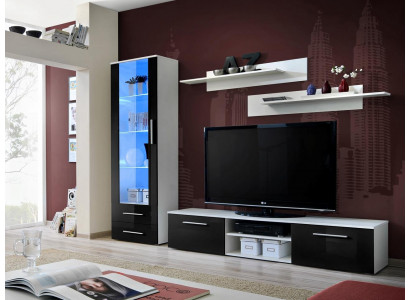 Wohnzimmermöbel Weiß Wohnwand Sideboard TV-Ständer Vitrine Hochglanz Regale
