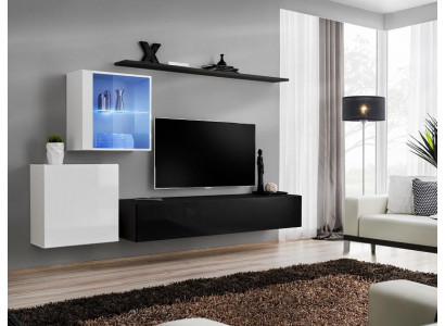 Wohnwand 260cm rtv Sideboard tv Ständer Luxus Wohnzimmermöbel Holz Schwarz