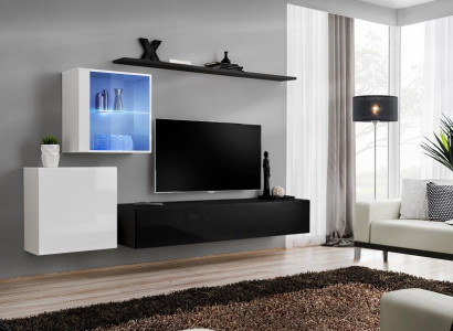 Wohnwand 260cm rtv Sideboard tv Ständer Luxus Wohnzimmermöbel Holz Schwarz