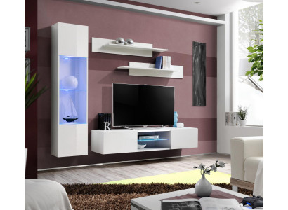 Designer Wohnzimmer Weiß Einrichtung Luxus Wohnwand Komplett Set Hänge Vitrine