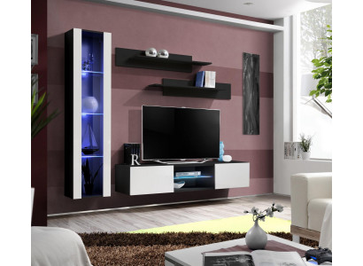 Luxus Wohnwand Einrichtung Hänge Vitrine Wohnzimmer Designer Garnitur Wandregale