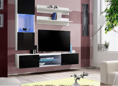 Wohnzimmer Luxus Hänge Vitrine Möbel Wohnwand TV-Ständer Wandregal Holz Modern