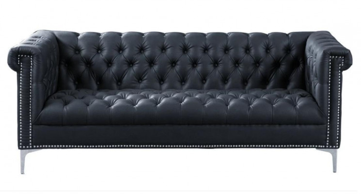 Schwarz Dreisitzer Chesterfield Modern Design Couchen Leder Sofa Designer Möbel