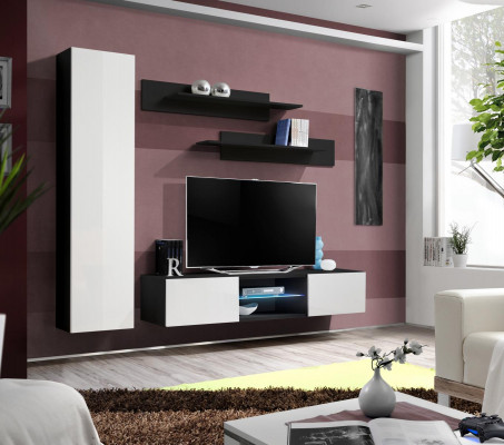 Wohnzimmer Luxus Einrichtung Set 4tlg Wohnwand Designer Möbel Hänge Vitrine Holz