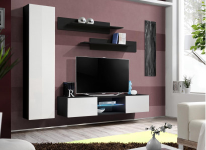 Wohnzimmer Luxus Einrichtung Set 4tlg Wohnwand Designer Möbel Hänge Vitrine Holz