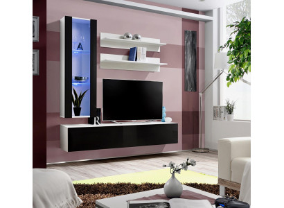 Design Hänge Vitrine Regale Wohnwand Set 4tlg Wohnzimmer TV-Ständer Möbel