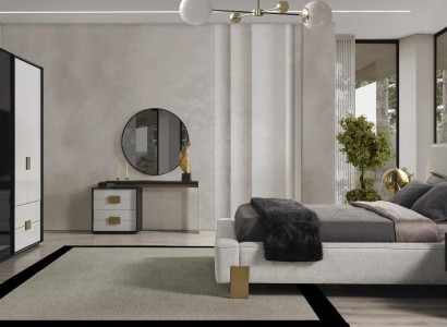 Modernes Schlafzimmer Set Doppelbett 2x Nachttische Schminktisch 6tlg