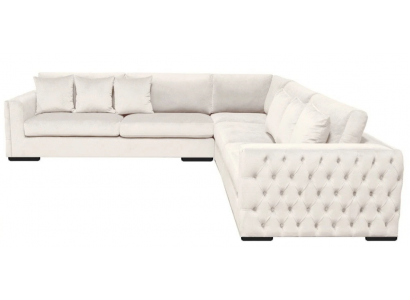 Ecksofa Creme Eckgarnitur Polster Samt Stoff Möbel Design Wohnlandschaft Couch