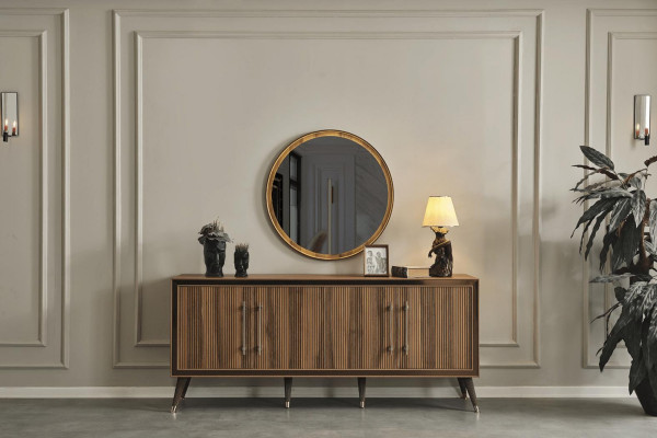 Braunes Esszimmer Set Designer Esszimmergarnitur Esstisch Stühle Spiegel