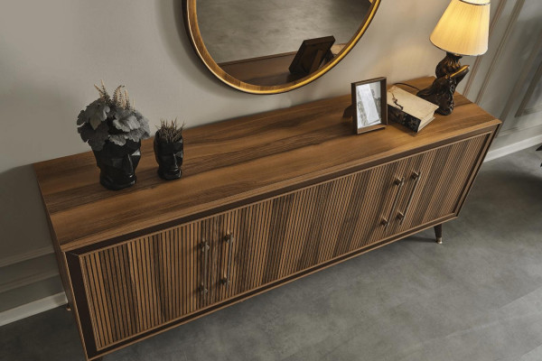 Braunes Esszimmer Set Designer Esszimmergarnitur Esstisch Stühle Spiegel