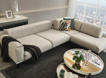 Weißes Ecksofa L-Form Designer Couch Polstersofas Wohnzimmer Möbel Neu