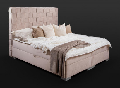 Beige Schlafzimmer Betten Polster Bett Chesterfield Textil Stoff Neu