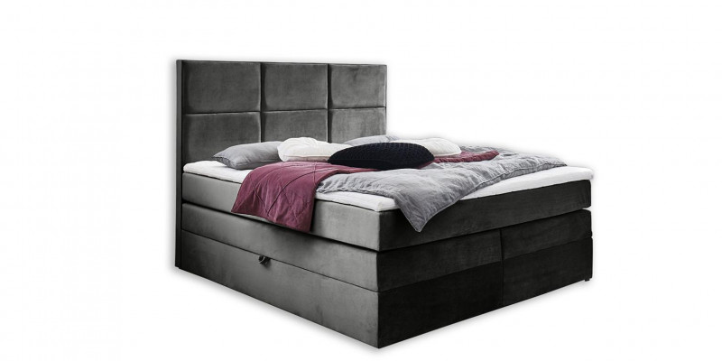 Graue schicke Doppelschlafzimmer Holzmöbel Design elegante Polsterung Stoff