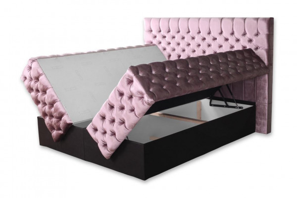 Chesterfield rosa Doppelschlafzimmer Holzmöbel Design elegante Polsterung Stoff-